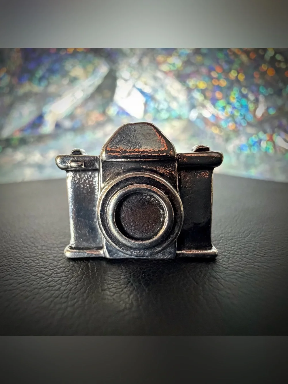 Vintage Style Silver Camera Statement Cocktail Ring
